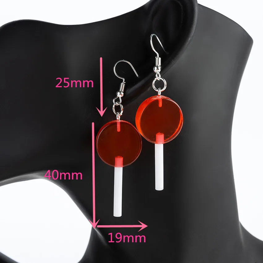 Pendientes colgantes de resina para mujer, piruleta artesanal, dijes en forma de caramelo brillante, joyería de Amistad Bff, 1 par