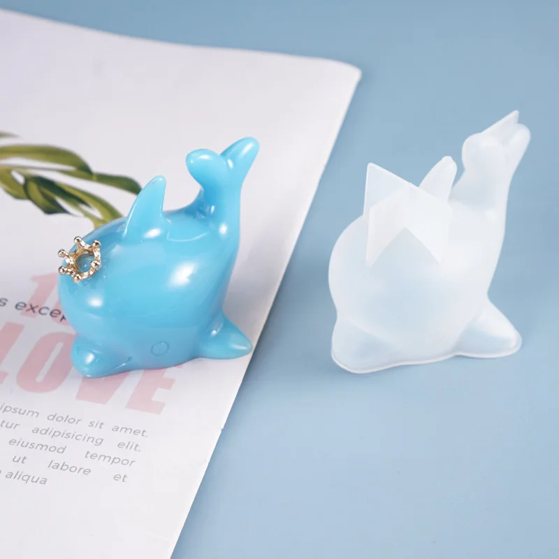 DIY Crystal Epoxy Mold 3D Dolphin Cartoon Cute Animals Ornament Decorative Silicone Mold For Resin Jewelry Making Tools