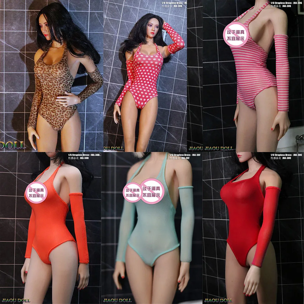 

1/6 Female Sexy Tight Swimsuit Sexy Skin-tight Underwear Backless Lingerie Halter Bodysuit Suit Clothes for 12" Action Figure