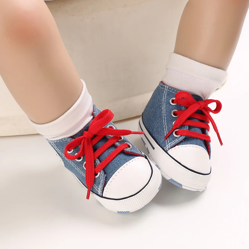 Canvas-Turnschuhe für Babys, Jungen und Mädchen, Lauflernschuhe für Kleinkinder, rutschfest, weiche Sohle, klassische Schuhe für Neugeborene, 0–18 Monate – Detail 8