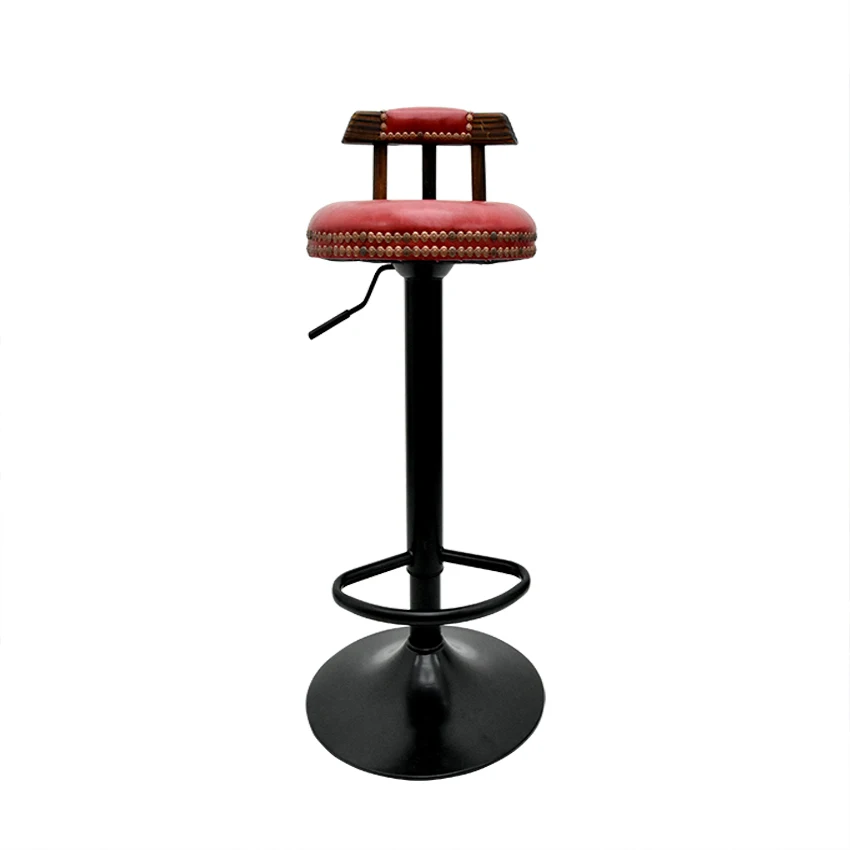 Retro Lifting Swivel Bar Counter Chair Rotating 60-80cm Height Adjustable Bar Chair PU Leather Soft Cushion High Stool Footstool