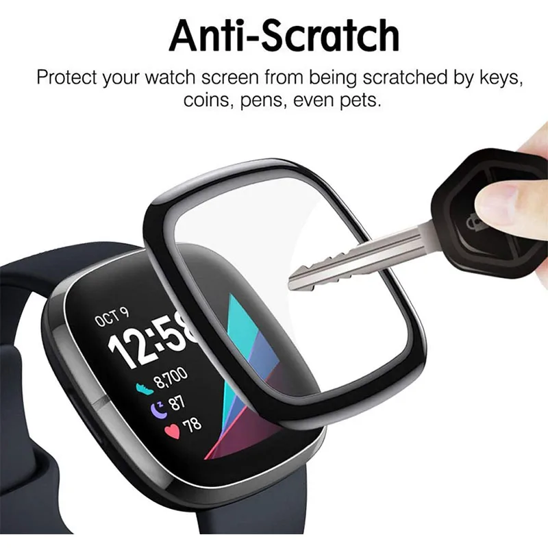 Protective Films Guard for Fitbit Versa 3 /Sense Smartwatch 3D Curved Full Edge clear HD Screen Protector Film Cover Accessories