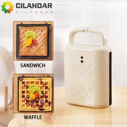 Mini Máquina De Pequeno Almoço Portátil, Máquina De Sanduíche, Waffle Maker, Bolo De Ovo Pequeno Bolha, 2 Torradeira, 110V, 220V, UE, Plugue EUA