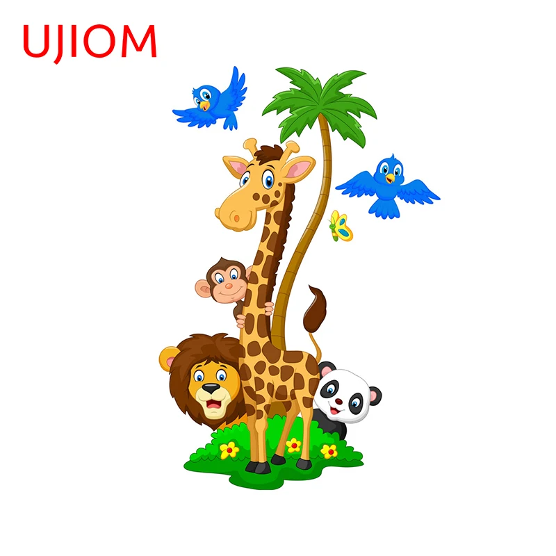 UJIOM Island Cartoon Animals Wall Stickers Decals Home Decoration Living Room Bedroom Waterproof Decorative Arts