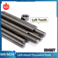 1Pcs Stainless Steel Left-Hand Threaded Rod Reverse Tooth full Thread Bar M4 M5 M6 M8 M10 M12 M14 M16 M18 M20 M22 M24