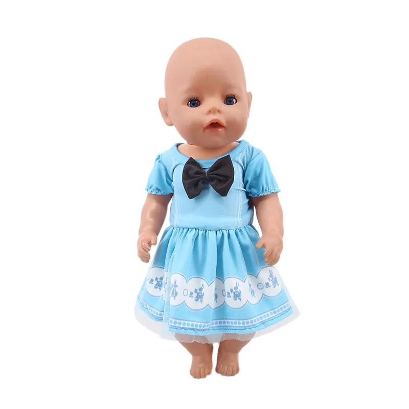 Cute Blue Mini Dress Pajama For Baby 43Cm & 18 Inch American Doll Clothes,Our Generation,Baby New Born Accessories,Gift For Girl