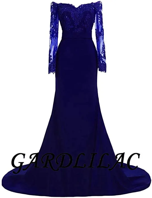 Garlilac 2021 vestido com ombro de fora, vestidos de sereia para dama de honra, casamento de manga comprida, vestido de formatura plus size