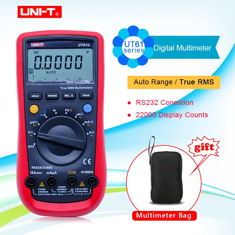 

UNI-T UT61A UT61B UT61C UT61D UT61E Digital Multimeter true rms AC DC Meter Software CD & Data Hold Multitester+Gift