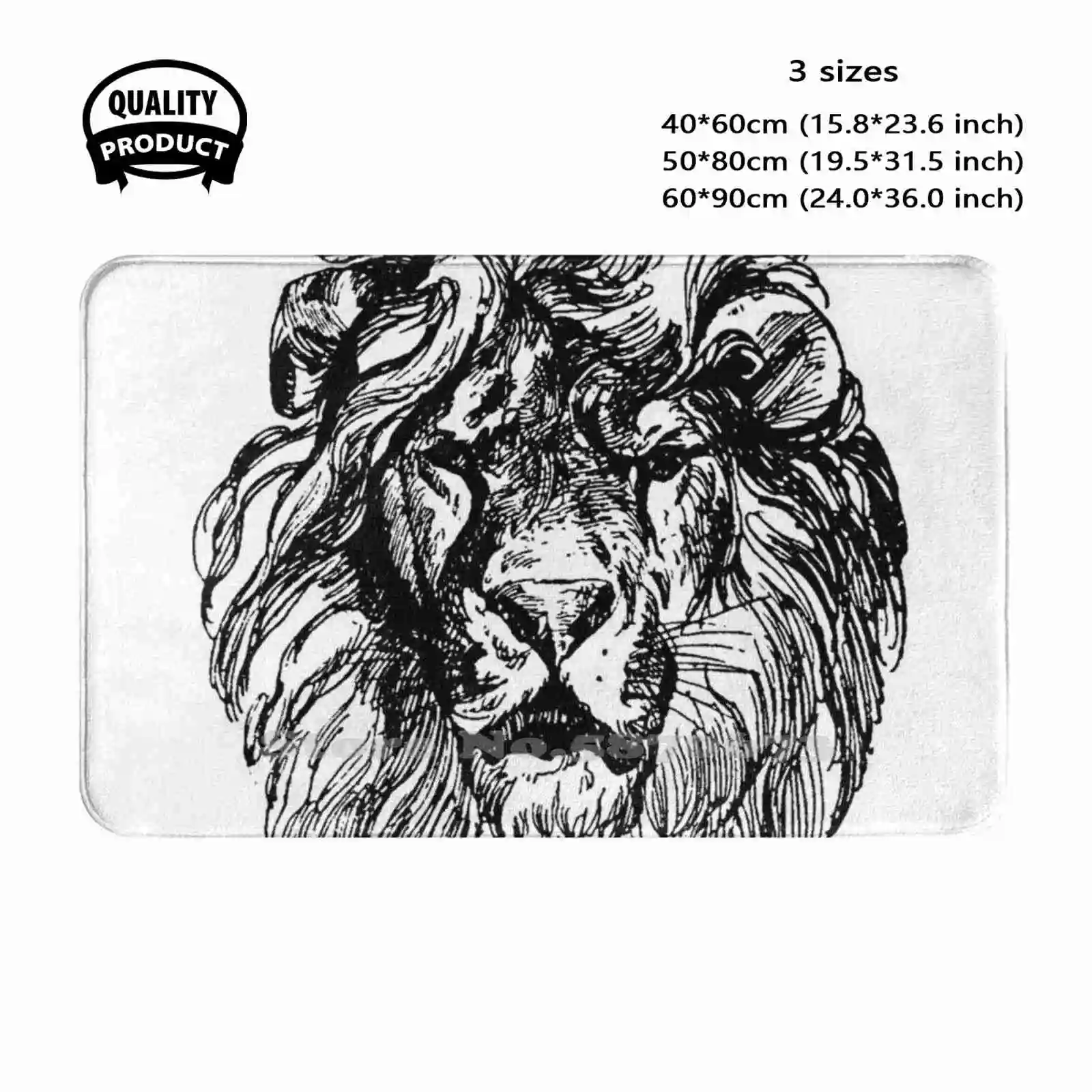 With A Lion Soft Cushion Home Carpet Door Mat Car Rug Lion Black And White Aslan Narnia Fierce Wild Animal Africa Zoo Strong