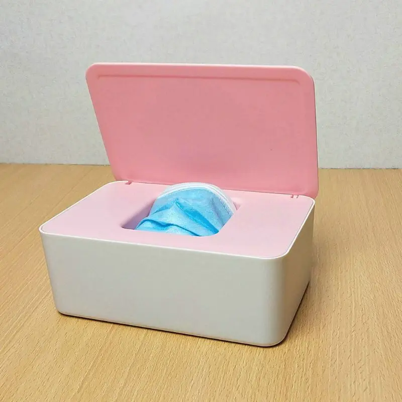 Baby Wet Wipes Dispenser Tissue Storage Box Mouth Mask Case Holder with Lid Home Office Supply