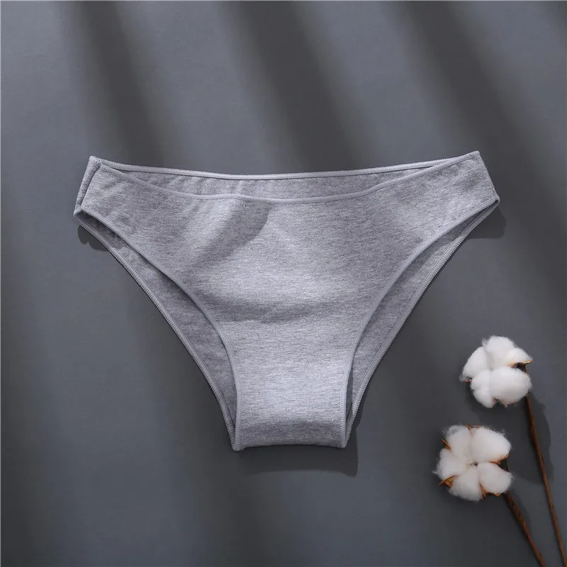 3PCS Women\'s Cotton Panties Comfortable Underwear Low Waist Solid Color Briefs Plus Size Female Underpant Panty Lingerie XXL