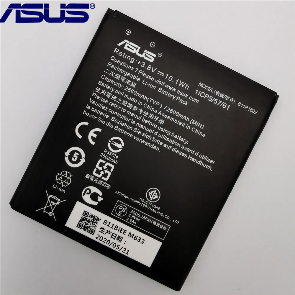 ASUS 100% Original 2660mAh B11P1602 Battery For ASUS Zenfone Go 5 ZB500KL X00AD X00ADC X00ADA Phone Latest Production Battery