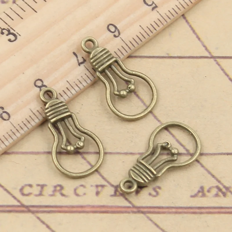 30pcs Charms Light Bulb 21x11mm Antique Bronze Silver Color Pendants Making DIY Handmade Jewelry Factory Wholesale