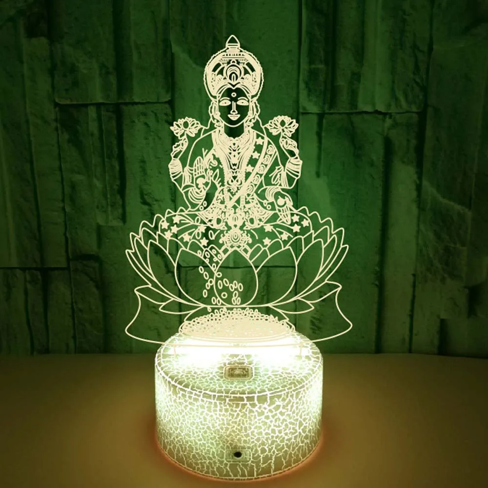 

Lakshmi 7 Color Changing Lamp 3D Atmosphere Night Light LED Visual India Goddess Of Wealth Lamp Bedroom Decor Gift Light Fixture