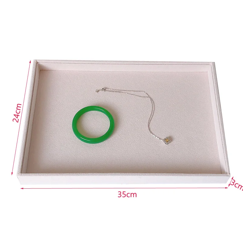 

High Quality Beige Velvet Jewelry Tray Jewellery Organizer Storage Box Watch Holder Necklace Ring Earring Pendant Stand Series