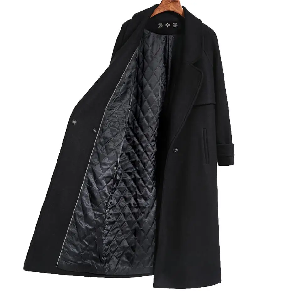 Autumn Winter New Women's Casual Wool Blend Trench Coat Oversize Long Coat with belt Women Wool Coat Cashmere Outerwear