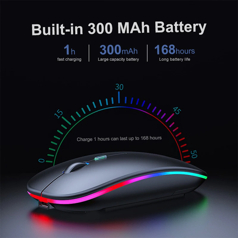 Rechargeable Wireless Mouse Computer Bluetooth Mouse Ergonomic Usb Mouse Silent Mause With Backlight RGB Mice For Laptop PC ipad