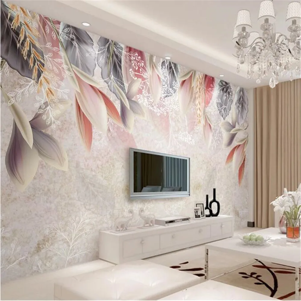 

milofi fashion retro hand painted flower nordic minimalist american tv background wall