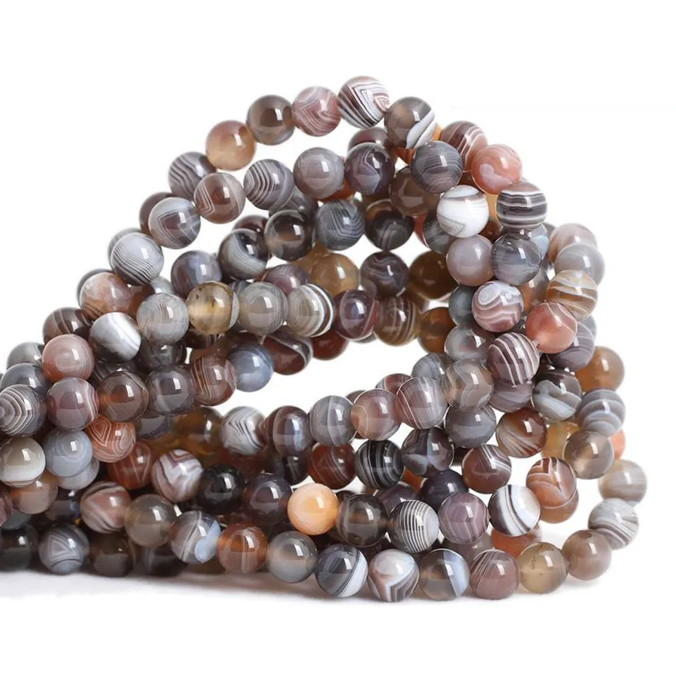 Natural Stone Botswana Sardonyx Agates Round Loose Beads 6 8 10 12 14MM 15\