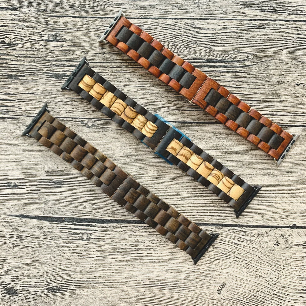 Handmade Retro Wood Band For Apple Watch Strap 38 40mm 42mm 44mm 41mm 45mm 49mm iWatch Band Series 3 4 5 6 7 8 SE Ultra Bracelet