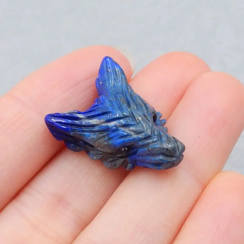 

Natural Stone Lapis Lazuli Handmade Animal Wolf Head Fashion Pendant Bead 24x17x10mm 4g