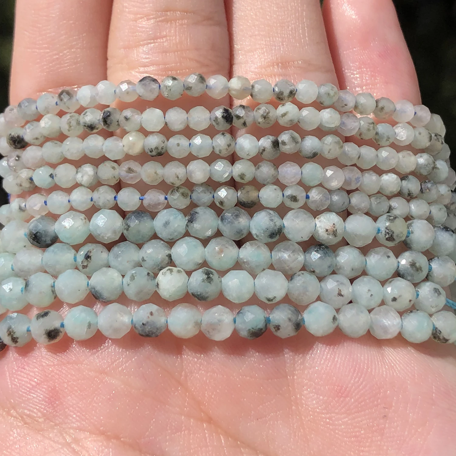 Natürlicher blauer Saphir, rund, facettiert, lose Spacer, winzige Perlen, DIY-Armband, Ohrring, Charms für die Schmuckherstellung, 38,1 cm, 2/3/4 mm – Detail 8