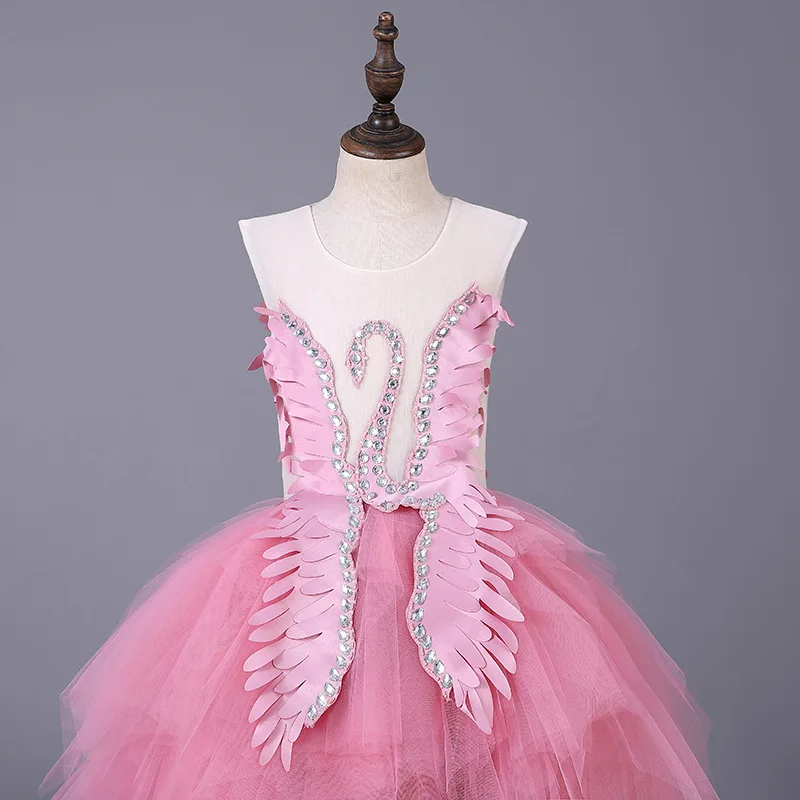 Girls Flamingos Dress For Kids Wedding Evening Children Princess Party Pageant Long Gown Girls Teenagers Dresses Formal Clothes