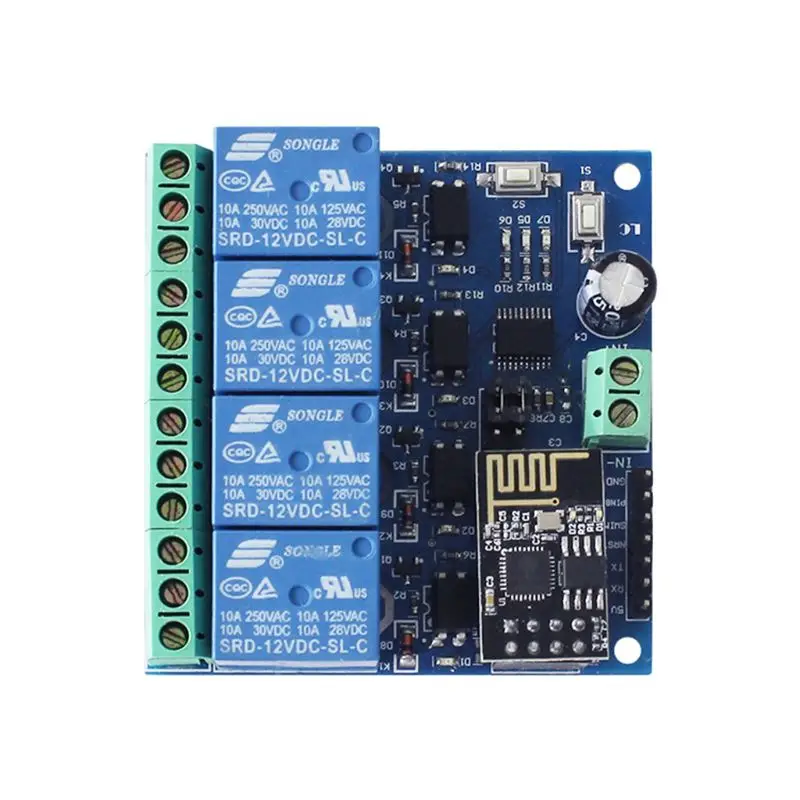 DC 12V ESP8266 & ESP-01 WIFI Relay Module Four Channels For Smart Home Intelligent Furniture