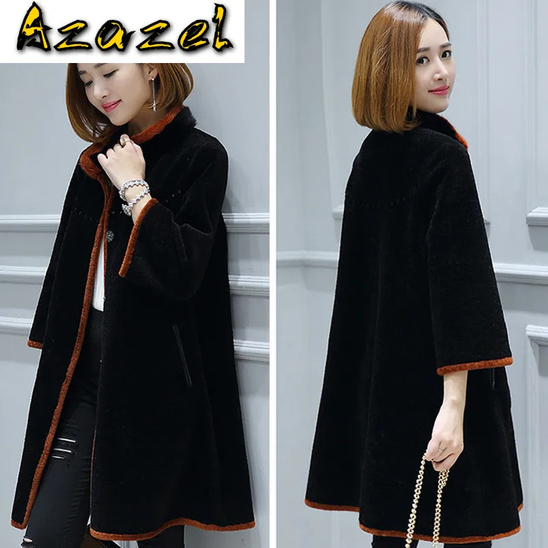 Real Streetwear Korean Vintage Mink Fur Collar Wool Jacket Autumn Winter Coat Women Clothes 2020 Double-sided Wear