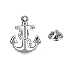 SAVOYSHI Novelty Silver color Anchor Shape Men Lapel Pin Brooches Pins Fine Gift for Mens Brooches Collar Party Gift Jewelry