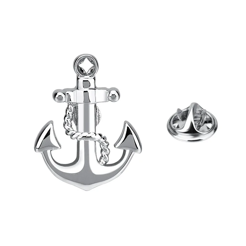 SAVOYSHI Novelty Silver color Anchor Shape Men Lapel Pin Brooches Pins Fine Gift for Mens Brooches Collar Party Gift Jewelry