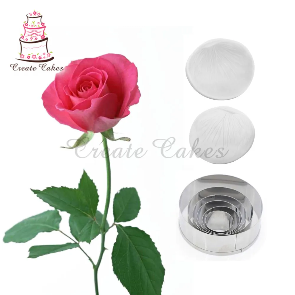 8pcs/set New Rose Impression Flower Mold Silicone Veiner Mold Cake Decorating Fondant Sugarcraft Cake Mold for Sugar Flower