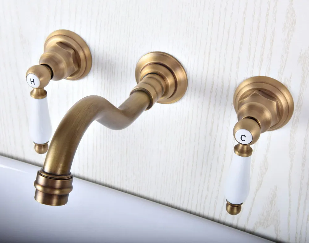 Imagem -03 - Torneira Vintage de Latão com Dois Punhos Torneira de Pia de Lavatório Dsf902