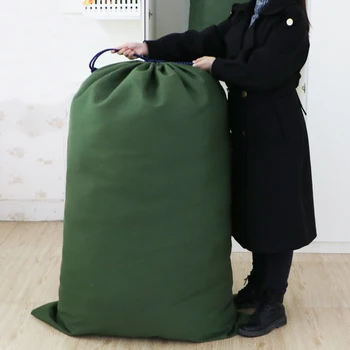 튼튼한 대형 이동 가방, 두꺼운 캔버스 방진 드로스트링 보관 파우치, 내구성 있는 의류 담요 이불 보관 가방