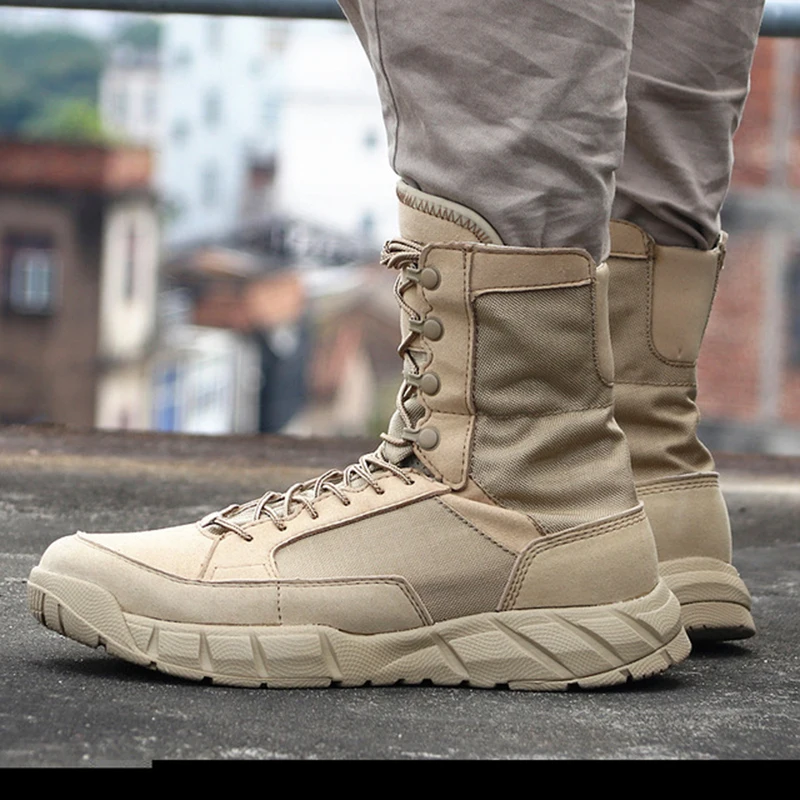 Ultra light Men Desert Tactical Military Boots Summer Breathable Work Safety Shoes Army Combat Ankle Boots Motorcycle Sneakers