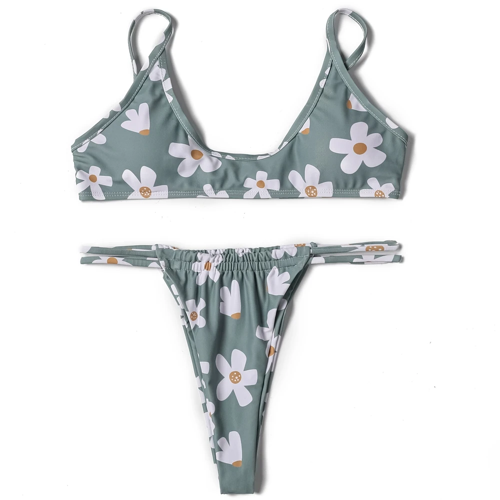 ZTVitality Bademode Frauen Floral Print Sexy Bikini 2022 Heißer Verkauf Gurte Gepolstert Bh Low Taille Badeanzug Weibliche Brasilianische Biquini