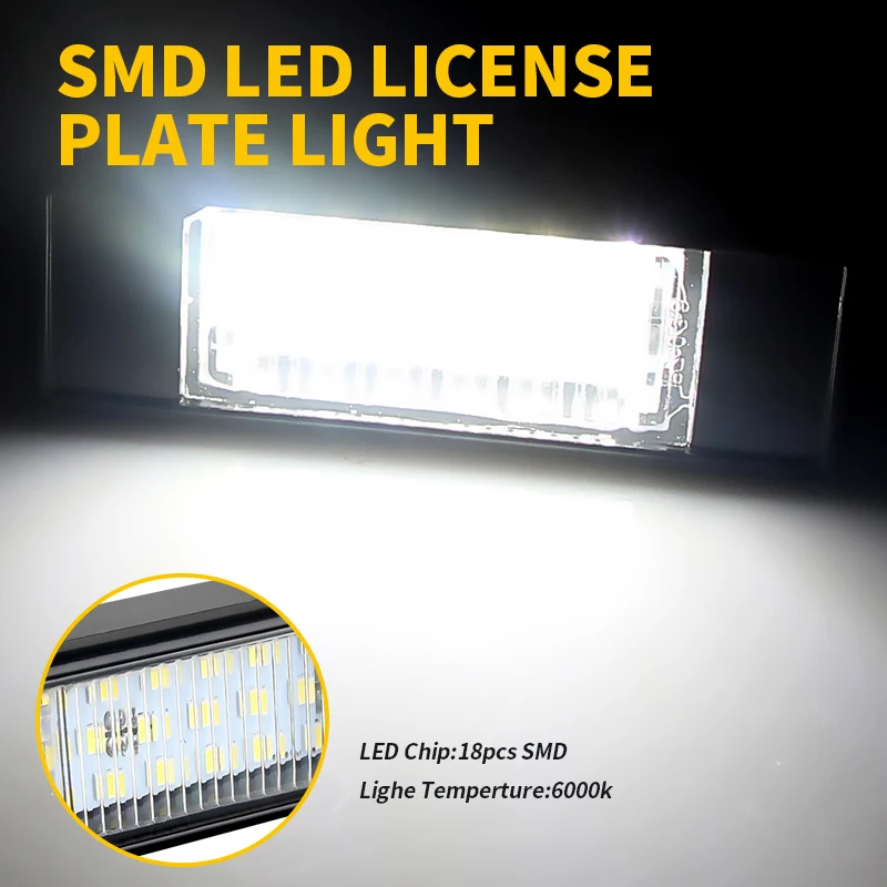 2Pcs Error Free White LED License Plate light For Nissan X-Trail T30 T31 Qashqai J10 J11 Primera P12 Pathfinder R51 Juke F15