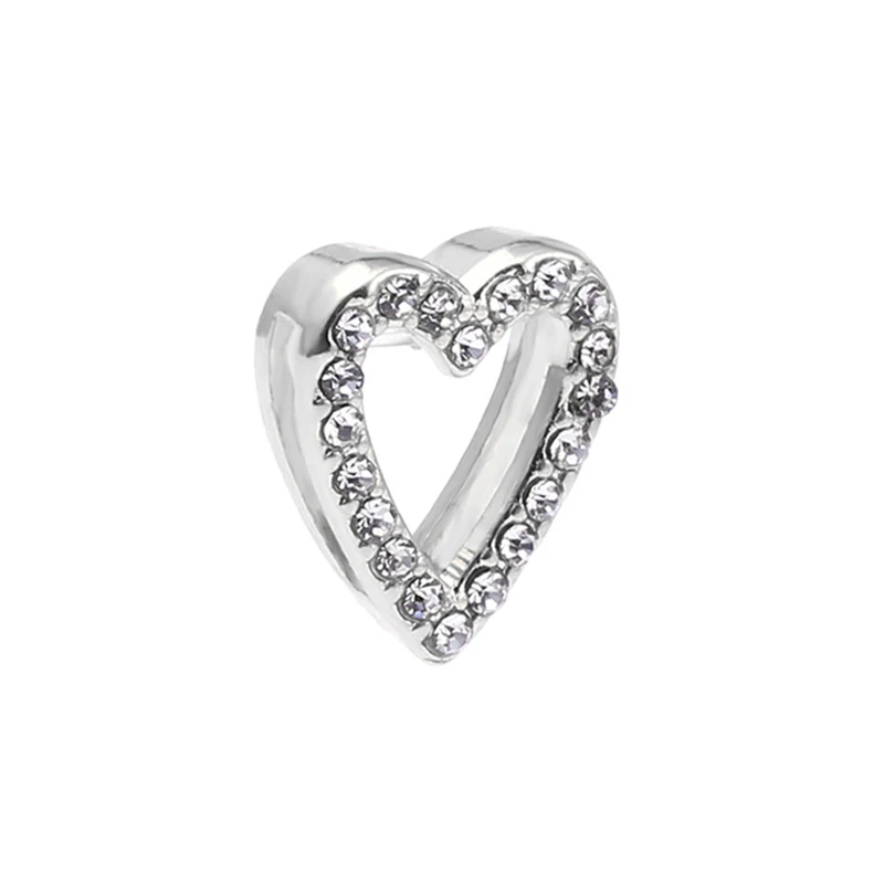 2Pcs/Lot 45 Styles Silver Color Mesh Bracelet Charm Slide Beads Fits Brand Bracelets For Women DIY Heart Jewelry Making