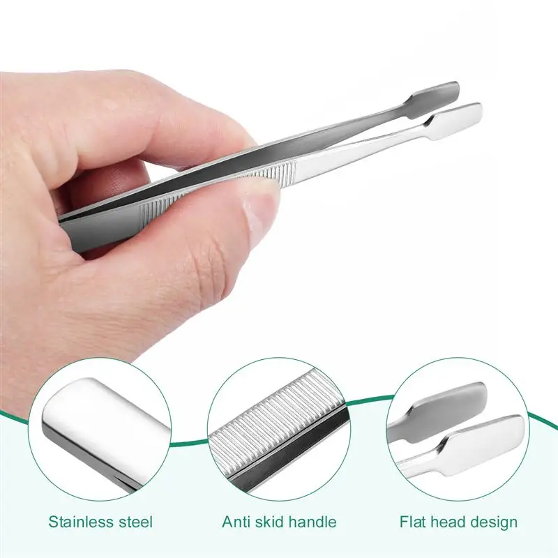 2pcs Stamp Tweezers Stainless Steel Philately Stamps Collector Tools Eyebrow Forceps Brazing Tweezers Tong