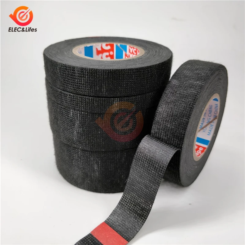 New Heat-resistant Adhesive Cloth Fabric Tape For Car Auto Cable Harness Wiring Loom Protection Width 9/15/19/25/32MM Length 15M