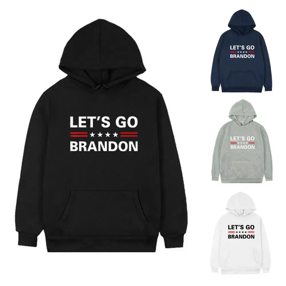 

Let's Go Brandon Hoodie Women Men Conservative US Flag Funny Pullover Hoodie