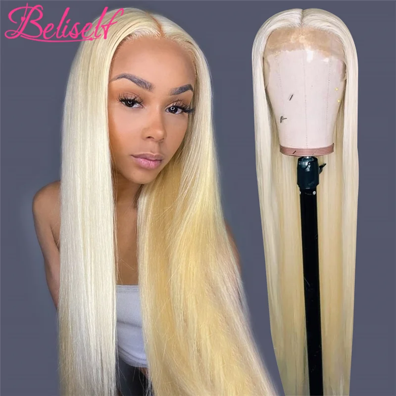 Brazilian Straight 613 Lace Frontal Wig 150 Density 4×4 Lace Closure Wig Honey Blonde Lace Front Human Hair Wigs For Women