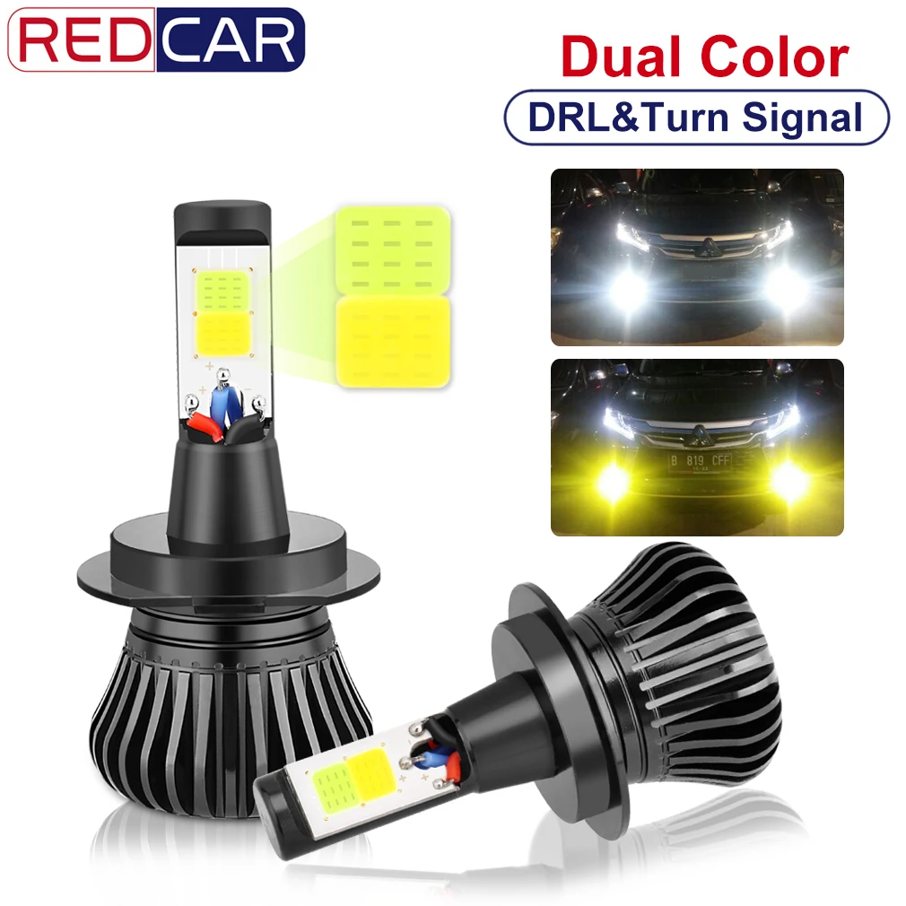 2pcs led Bulb High Power COB H8 H9 H11 H7 HB3 HB4 9005 9006 H27 880 881 H3 Dual-Color Switchback LED Bulbs For Fog Lights Auto