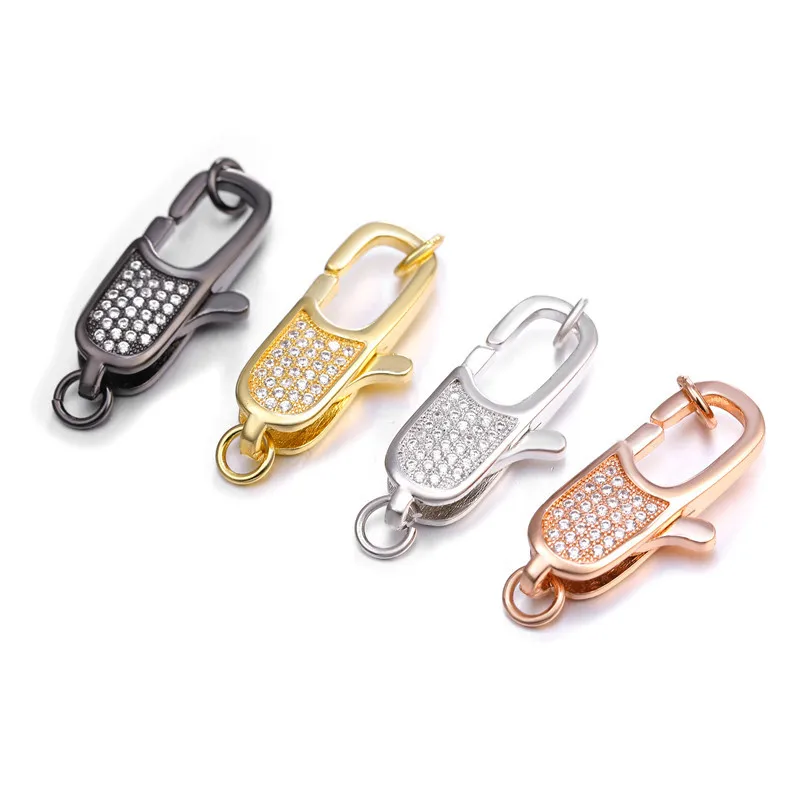 4pcs 10*25mm CZ Micro Pave Oval Hook Lobster Clasp Cubic Zirconia Clasp