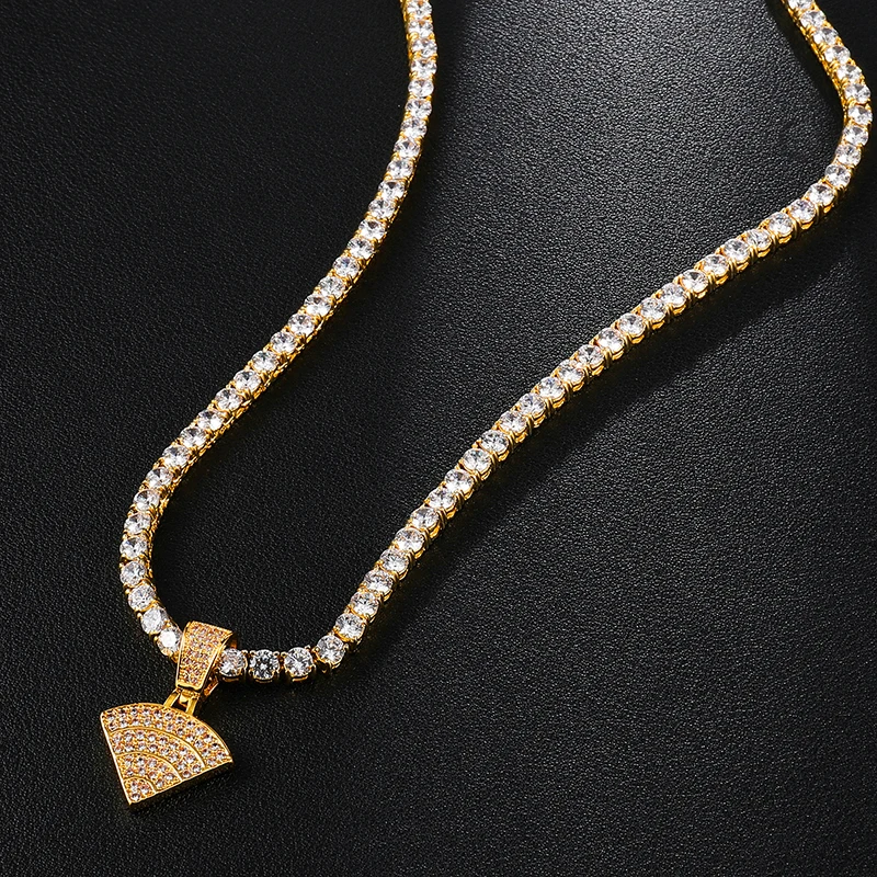 الهيب هوب مثلج خارج بلينغ واي فاي رمز زركون القلائد و المعلقات للرجال مجوهرات مع سلسلة تنس #6