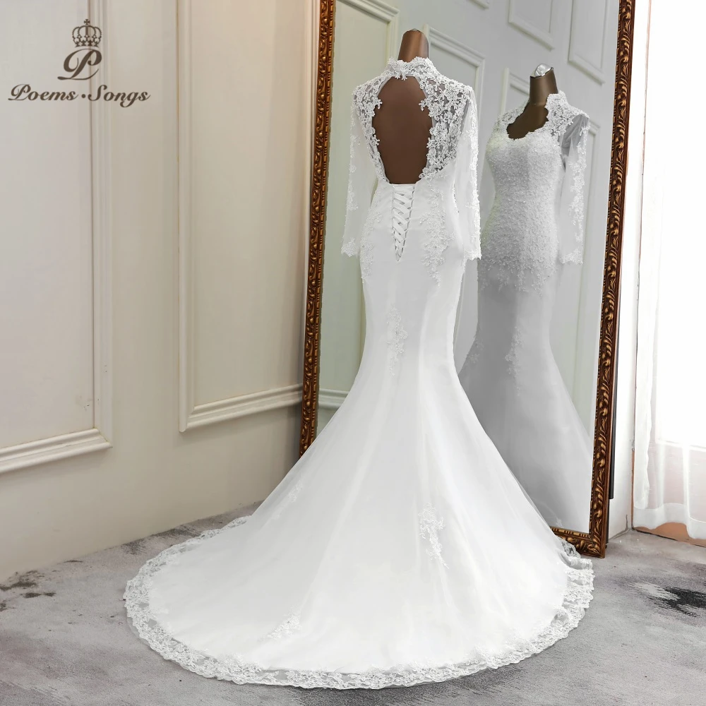 Robe de Mariée Élégante en Dentelle à Manches sulf, Tenue de Mariage