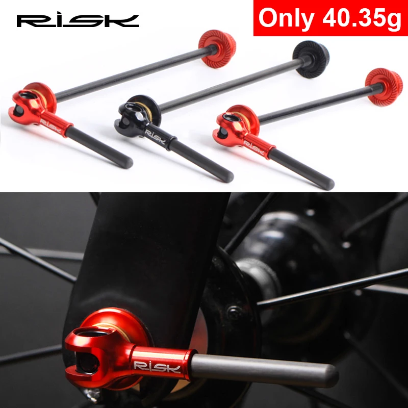 RISK Bicycle QR Skewers Lever Titanium Axle+Carbon Fiber Handle+AL Nut/Ball Head MTB Road Bike Universal Wheel Hub Quick Release