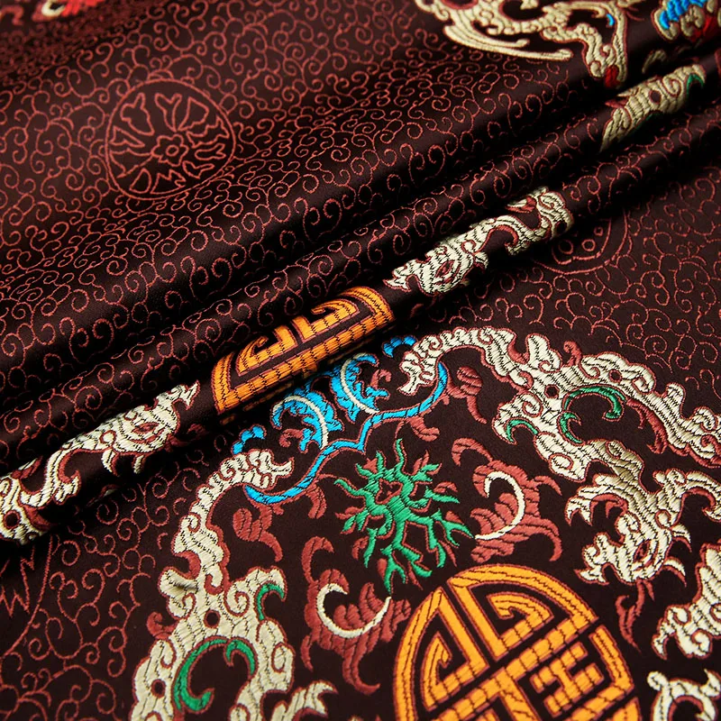 Vintage chinese dragon-patterned brocade jacquard fabric material for satin clothing fabrics of DIY cheongsam and kimono