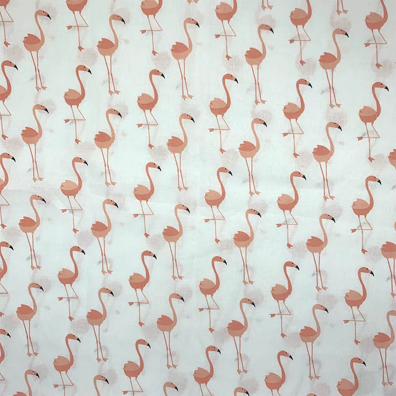 Good 100%Cotton Fabric White bottom Cartoon Flamingo pattern Digital Printing Sewing Material Children Fabric Diy Dress Clothing