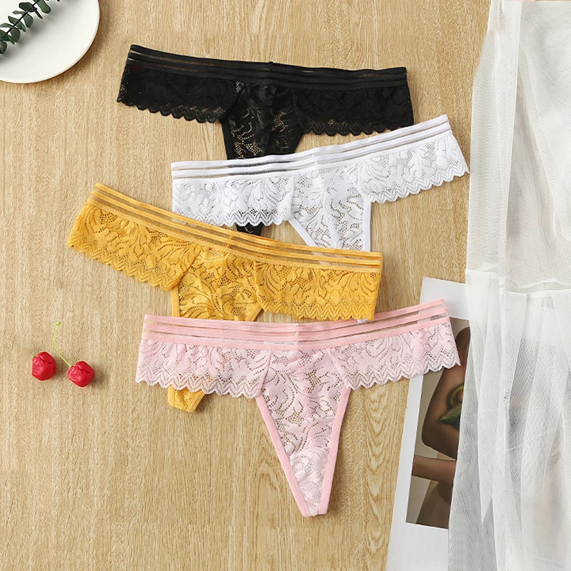 BANNIROU 1Pcs Panties Women Sexy Lace Thongs Underwear For Women Female T-back G-string Underpants Ladies Intimates Sexy